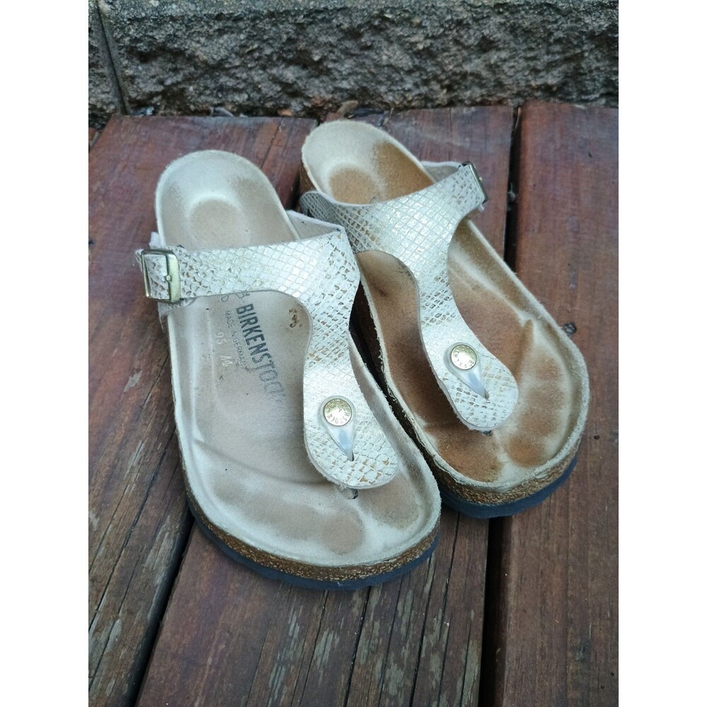 Birkenstock Gizeh Sandals Sz 38 Shiny Snake Skin Unisex Sandal W 7 M 5
